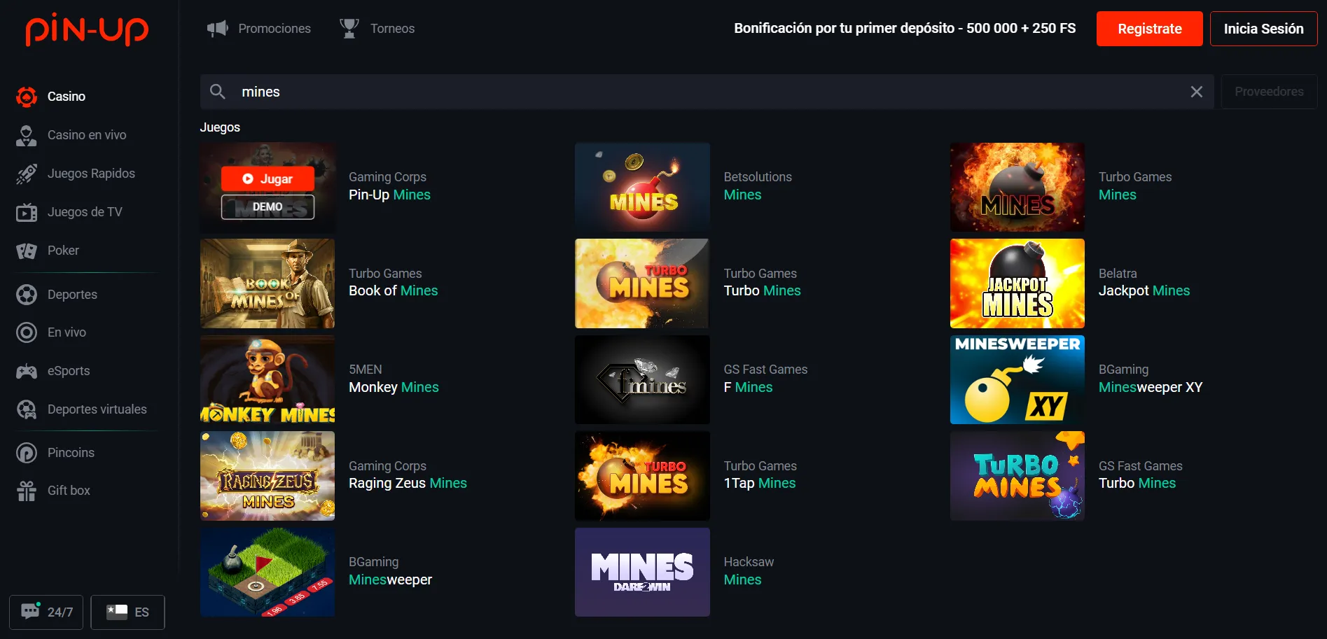 Jugar Mines Pin Up